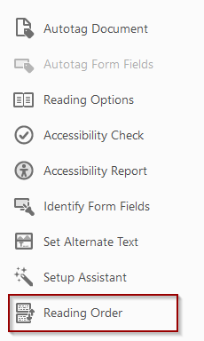 Reading Order on the Accessibility Toolbar