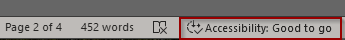 Accessibility status bar says Accessibility: good to go