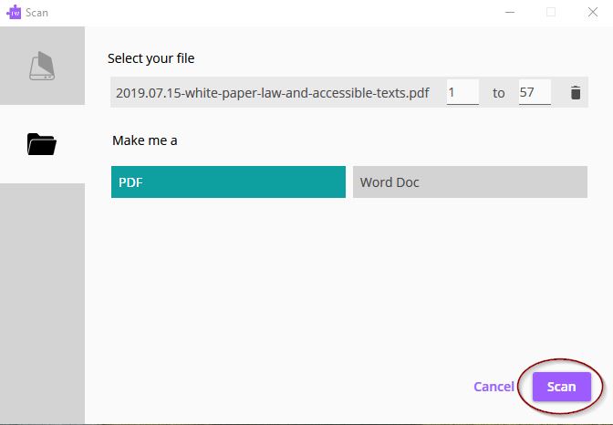 Read&Write - Page selection is available after choosing the file