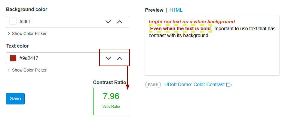 Contrast ratio up and down arrows