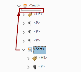 Drag the nested section out. It should end up at the same level as the section it is currently nested in.