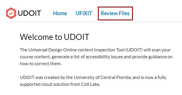 Review Files tab on UDOIT page
