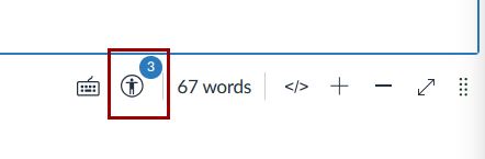 Canvas accessibility checker icon in text editor