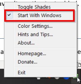 Start with Windows setting