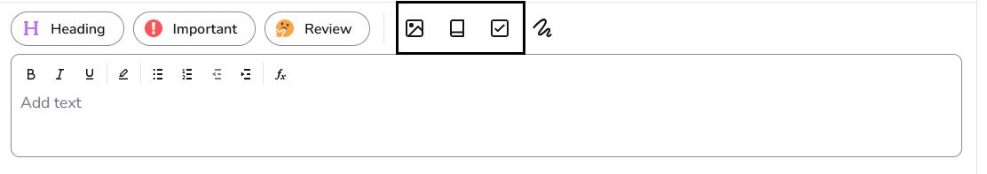 Add Image, Add Definition, and Add Task icons above the Text box.