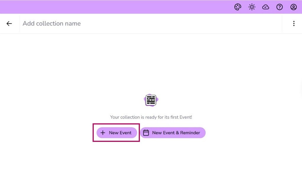New event button in the Collections window