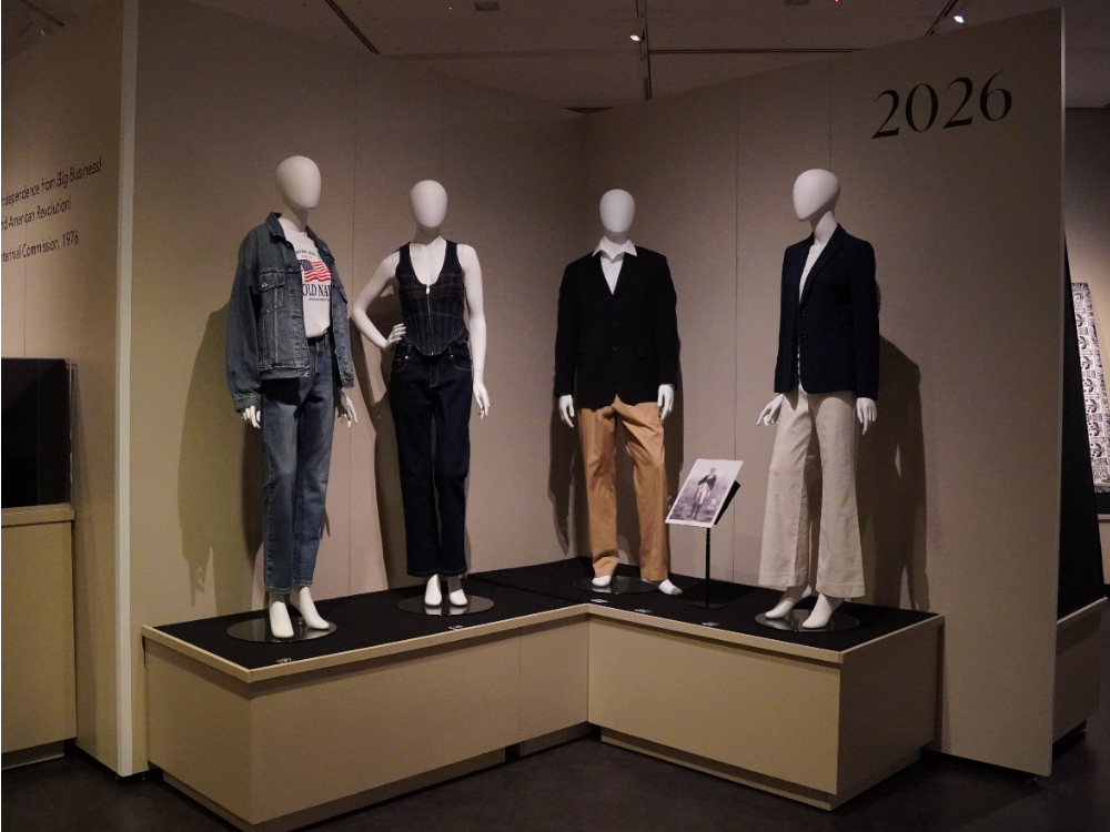 An interior view of the exhibition imagiNation: Fashioning A Nation, 1776 - 2026 at the Avenir Museum of Design and Merchandising.