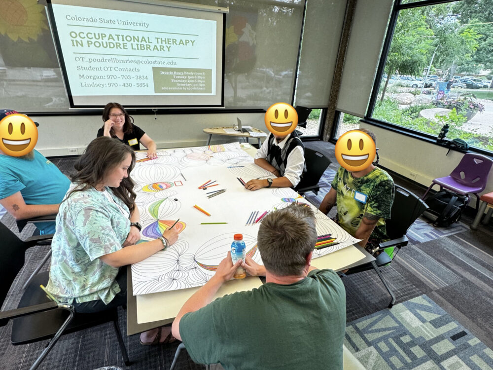 Occupational Therapy in Poudre Library - group coloring activity