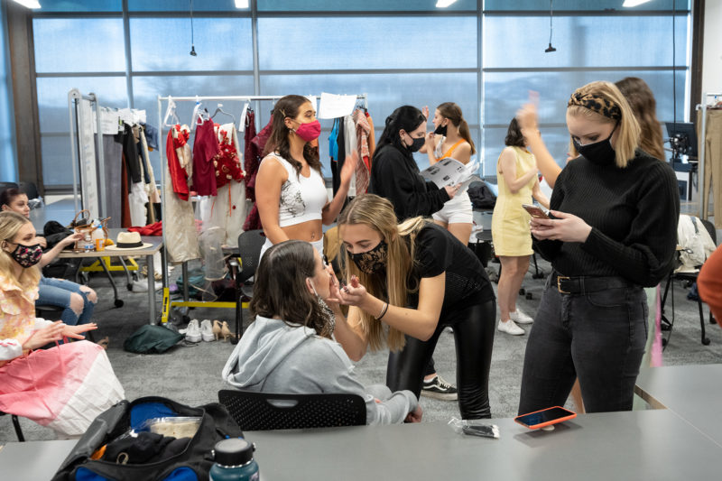 A scene from backstage at the Fashion Show