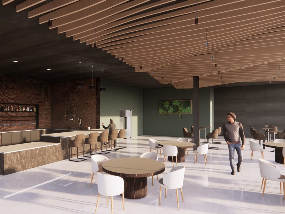 Chloe Moore Rendering of bar and sitting area