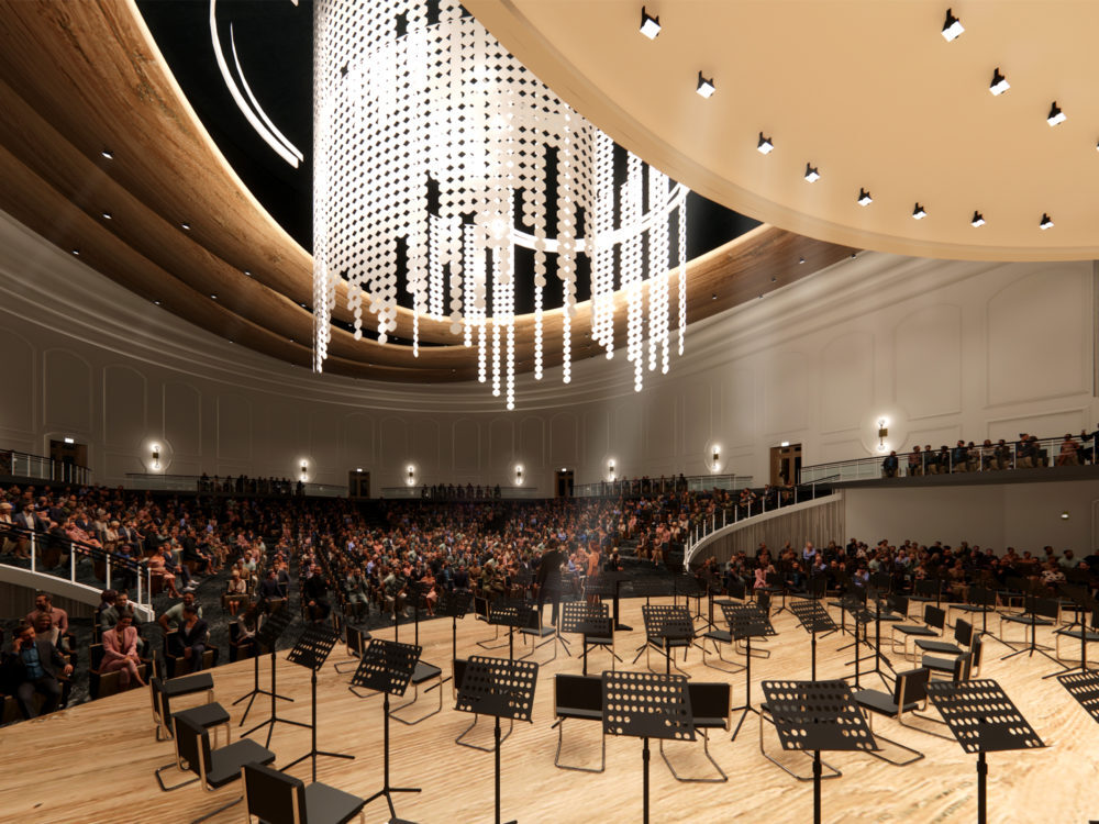 A digital rendering of a concert hall from a student senior capstone project