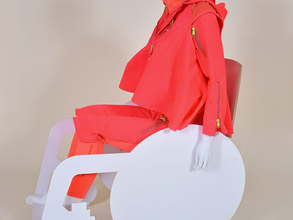 Mannequin in wheelchair with adaptive clothing as research in the Inclusive Innovations Laboratory