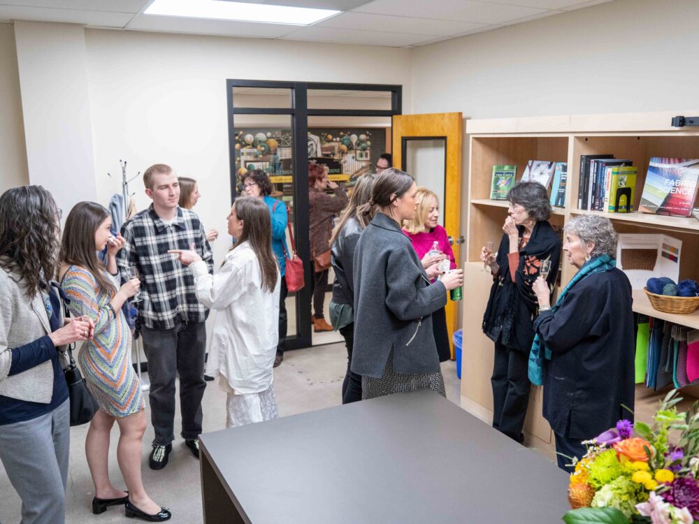 the opening reception in the textile science library