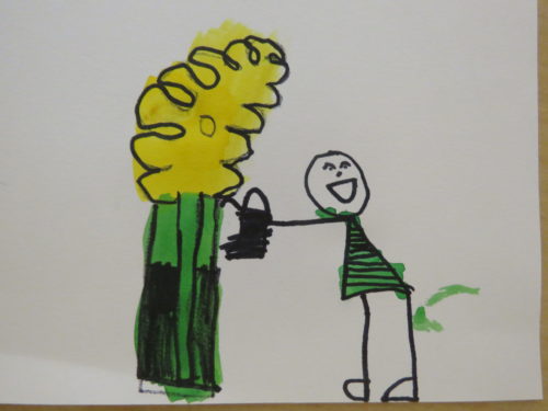 Drawing of a kid and a tree