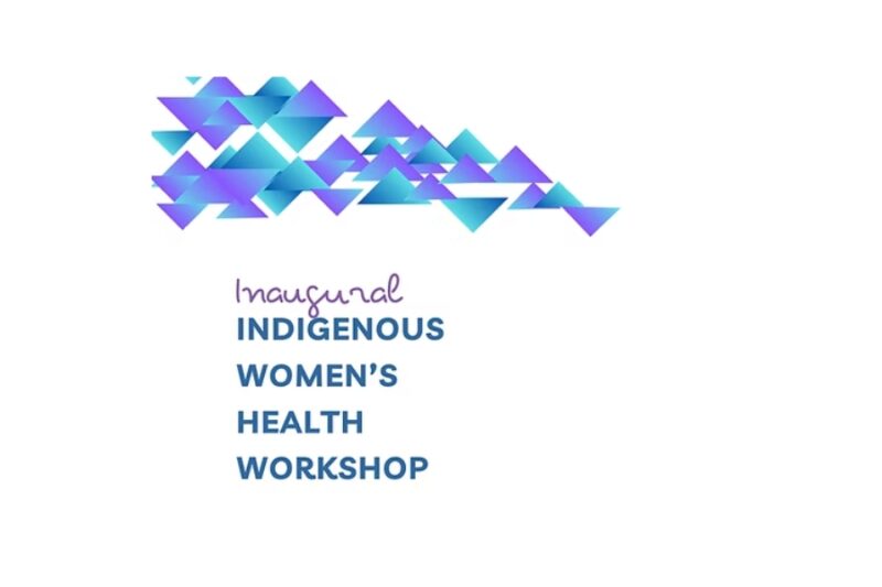 A graphic for the Inaugural Indigenous Women's Health Workshop with a colorful triangle pattern.