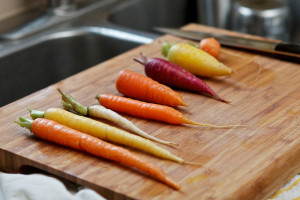 Carrots in a variety of colors.
