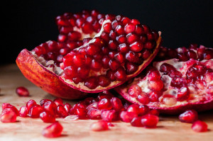 Pomegranate arils and a rind