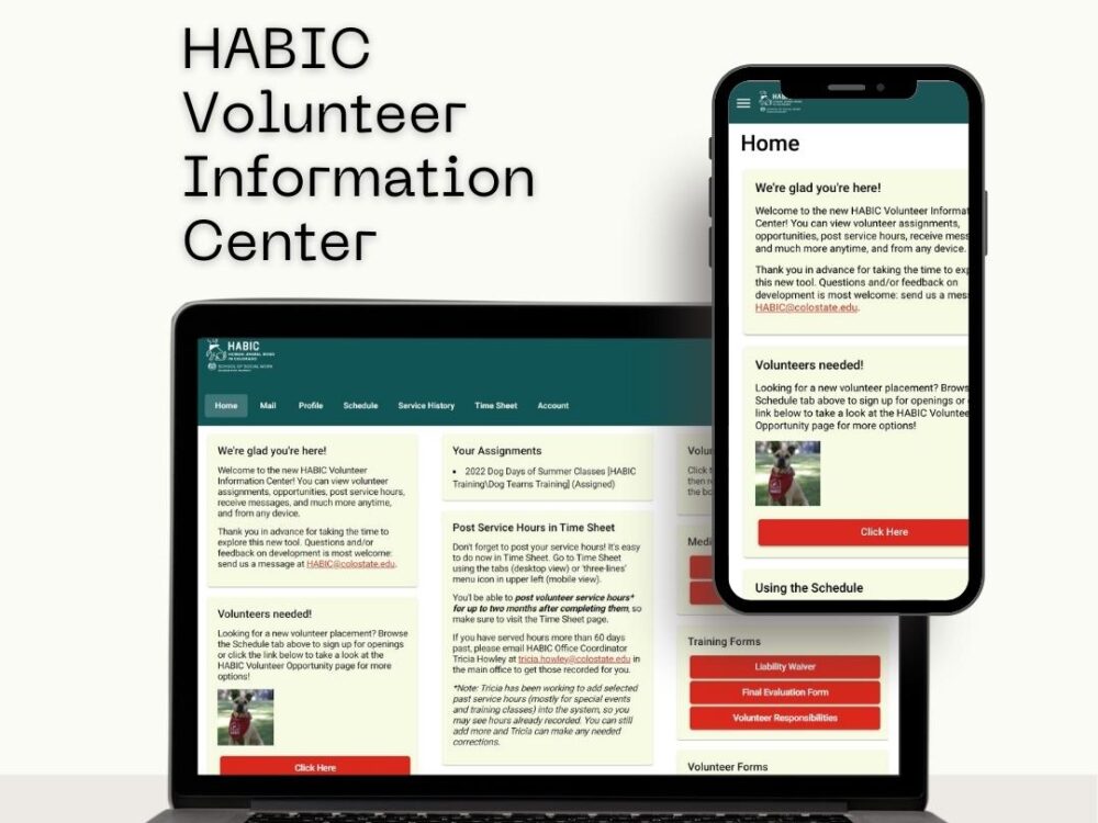 habic colunteer information center website desktop and mobile views