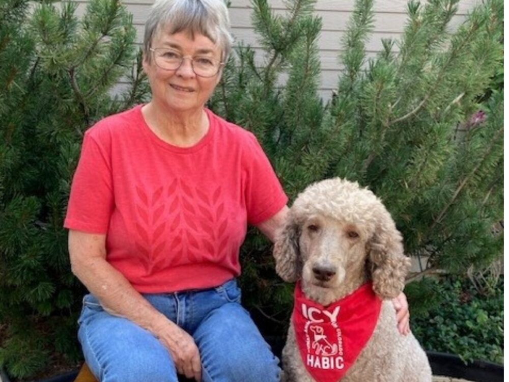human-animal bond in colorado therapy animal volunteer ann kusic and her poodle icy
