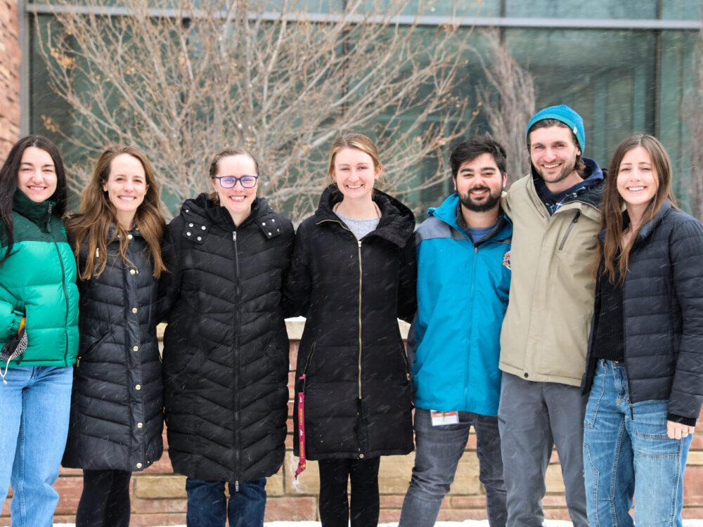 Lab group photo outside in winter