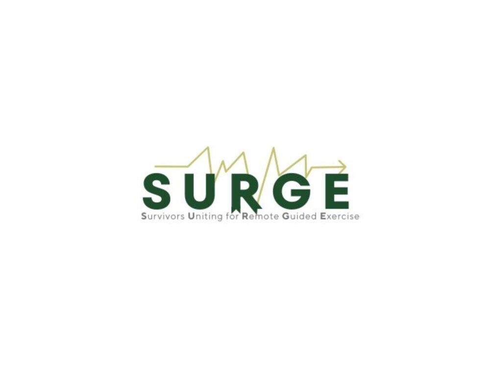 Graphic for SURGE study, which stands for Survivors Uniting for Remote Guided Exercise.