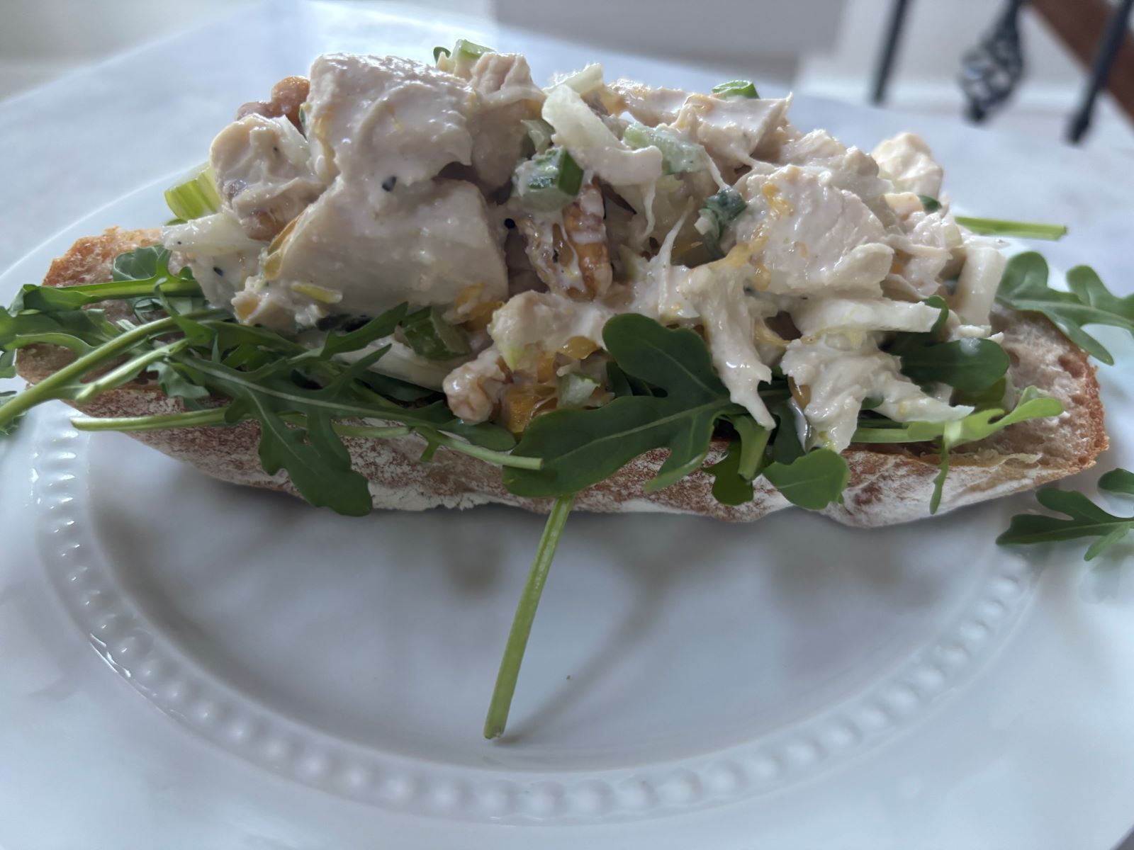 Fennel chicken salad on bread