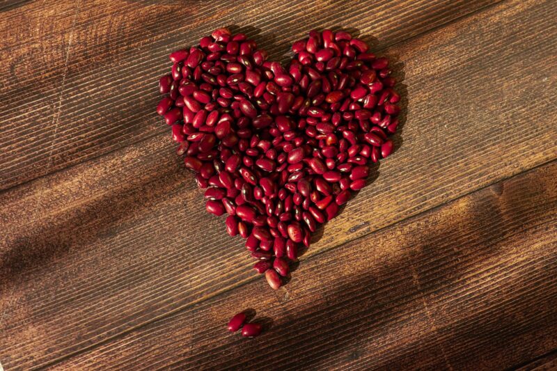 red beans in the shape of a heart