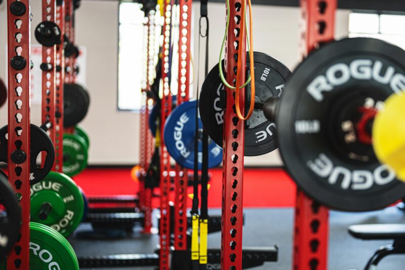 Weight racks and gym equipment