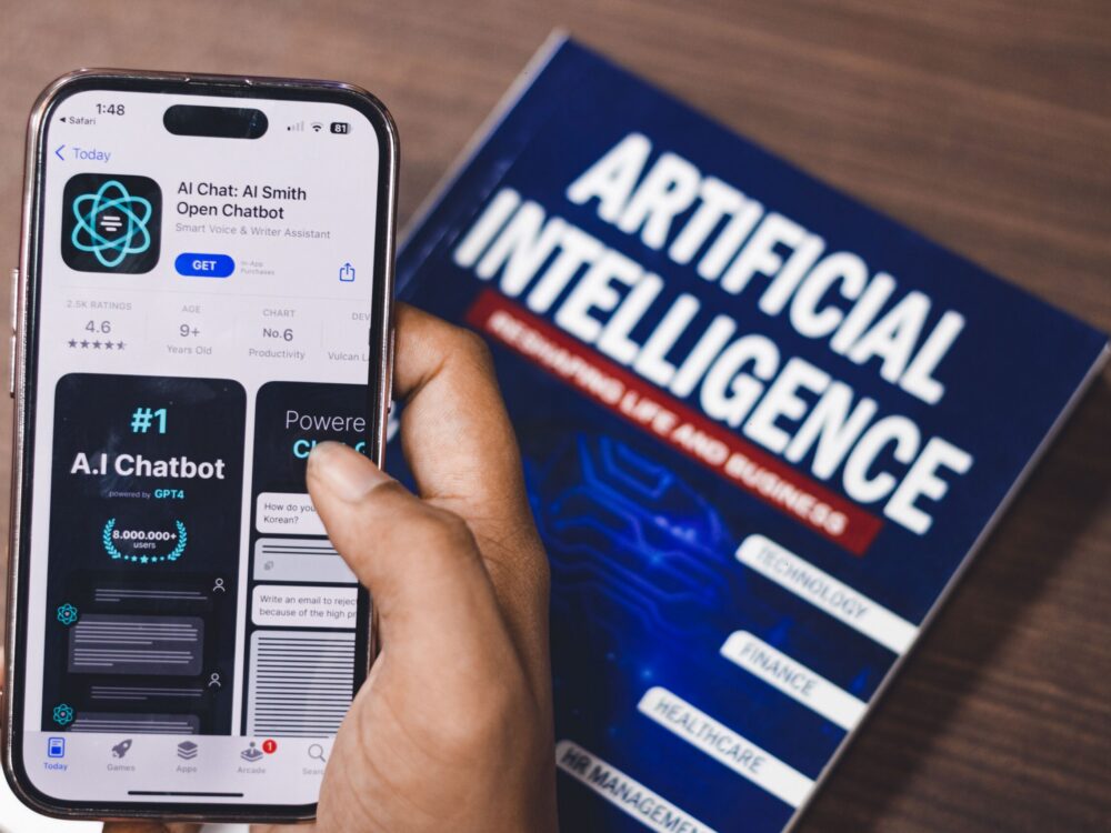 Cell phone with AI chat app information