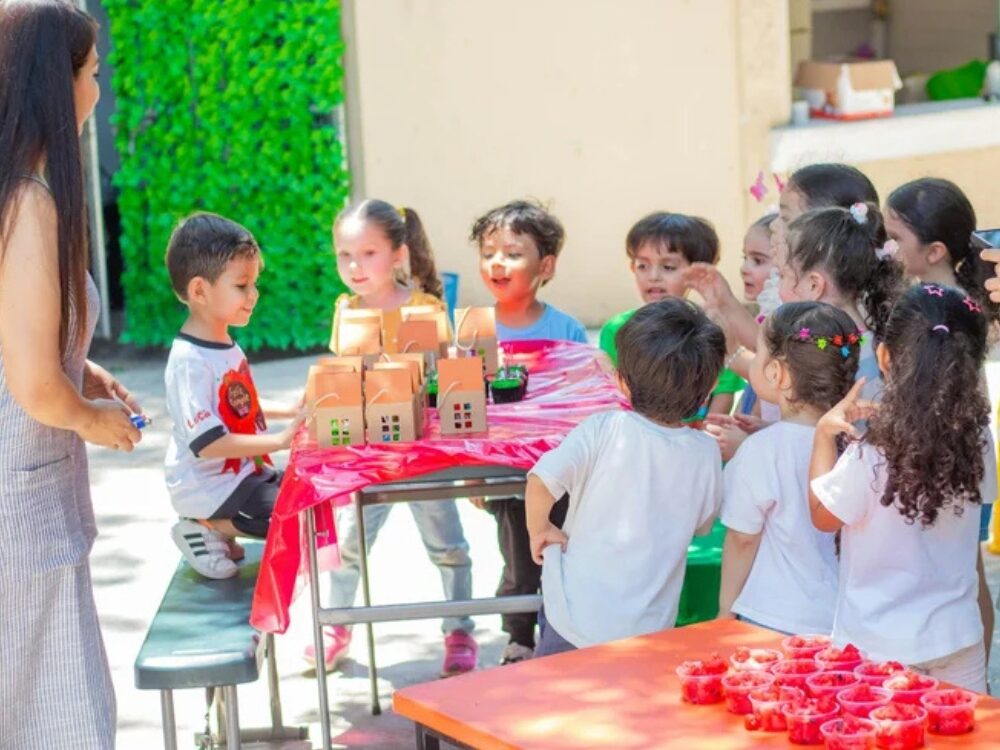 A large group of children at a park