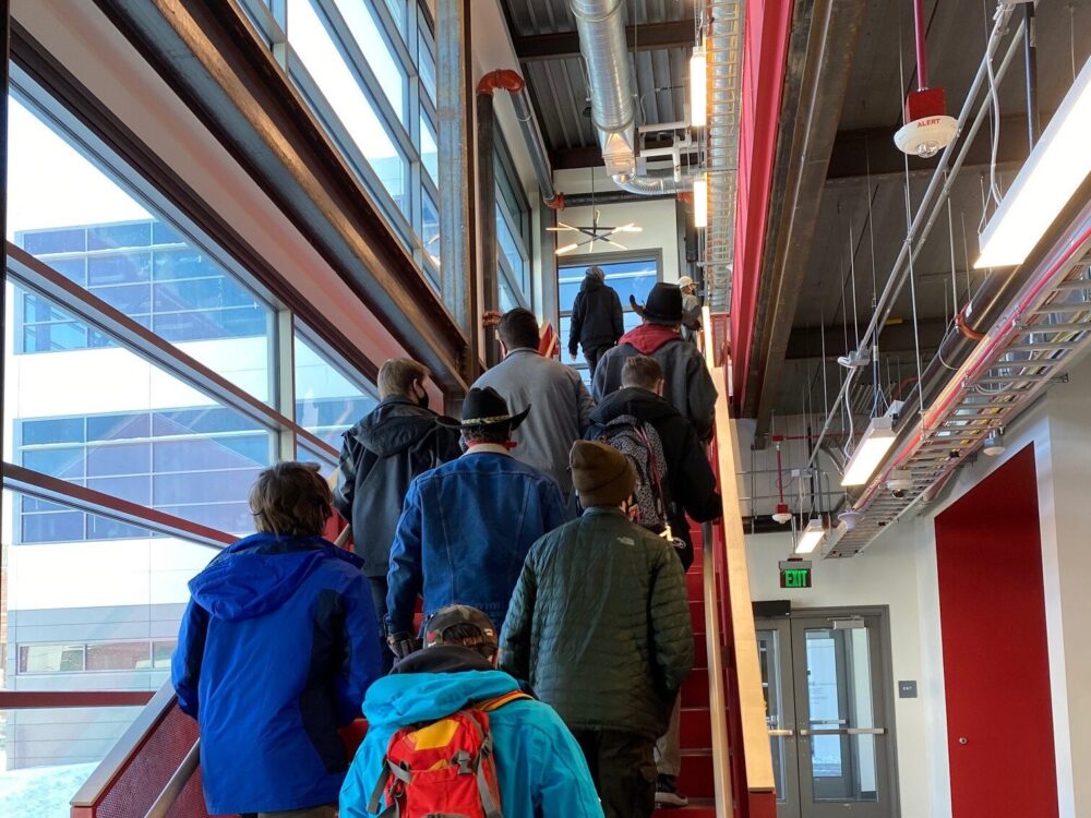 High school students from St. Vrain Valley School District tour facilities at the Nancy Richardson Design Center