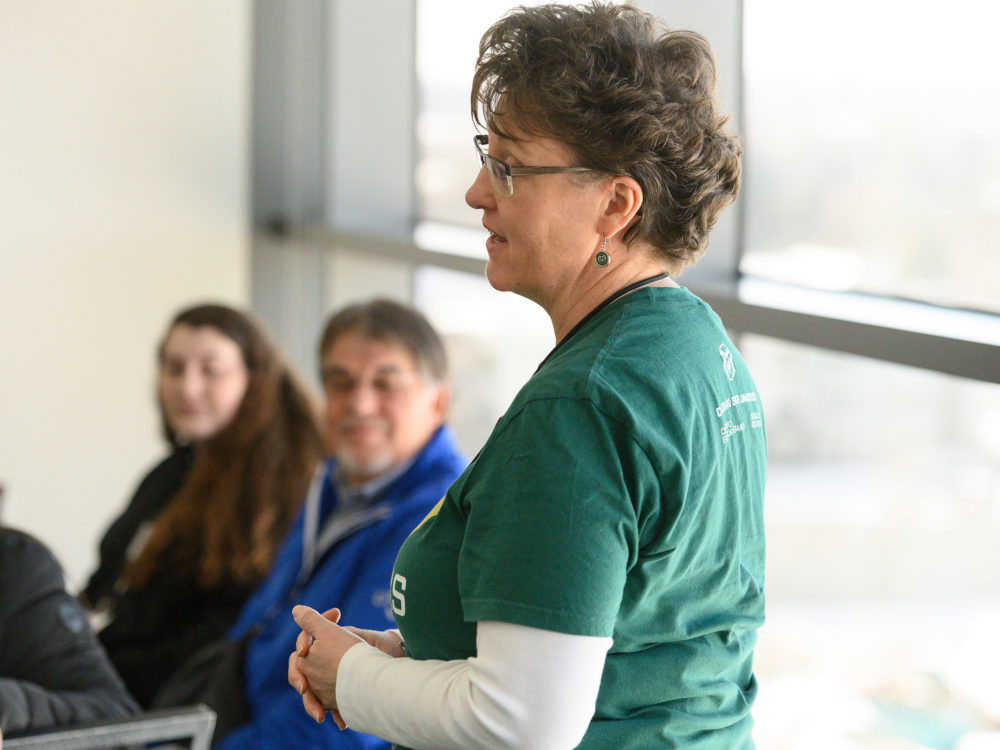 Dr. Ann Sebald lectures a group of students