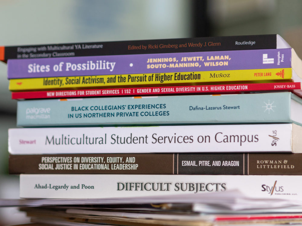 A stack of books by RISE scholars