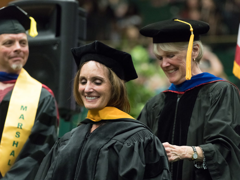 Colorado State University masters and PhD graduates are celebrated at the Graduate School Commencement ceremony on May 11 2018