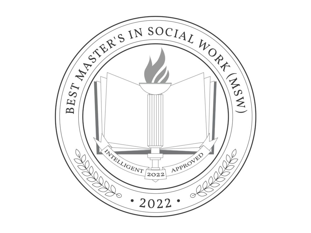 best masters in social work 2022 badge from intelligent dot com