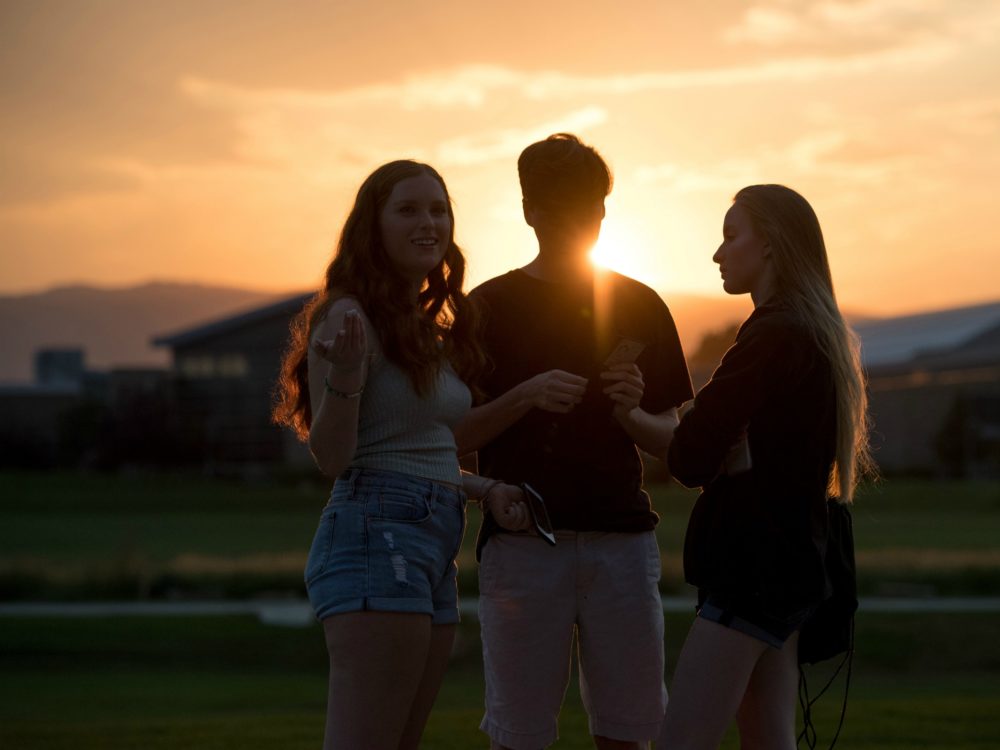 students at sunset