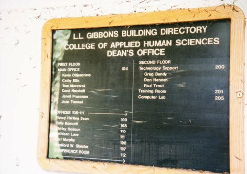 Gibbons Building Directory after the flood
