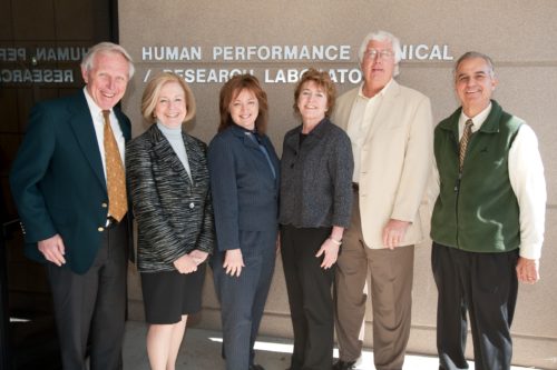 Nancy with donors and leaders at the Human Performance Clinical Research Laboratory