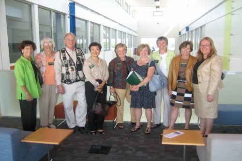 Nancy with Human Development and Family Studies faculty in the Behavioral Sciences Building