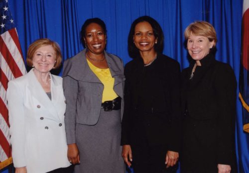 Nancy with Eulanda Sanders, Condelezza Rice, and Jodie Hanzlik