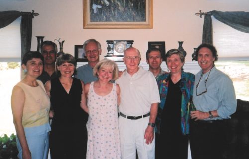 Nancy with college leaders in the 1990s