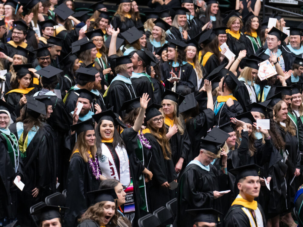 A group of graduate students at commencemnet